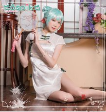 画像5: VOCALOID 初音ミク チャイナドレス ミク コスプレ衣装 (5)