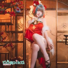 画像1: アズールレーン アズレン   チャイナドレス チェシャー コスプレ衣装 (1)