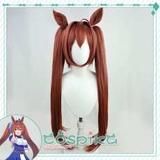 画像1: ウマ娘 ダイワスカーレット コスプレウィッグ 耳付き (1)